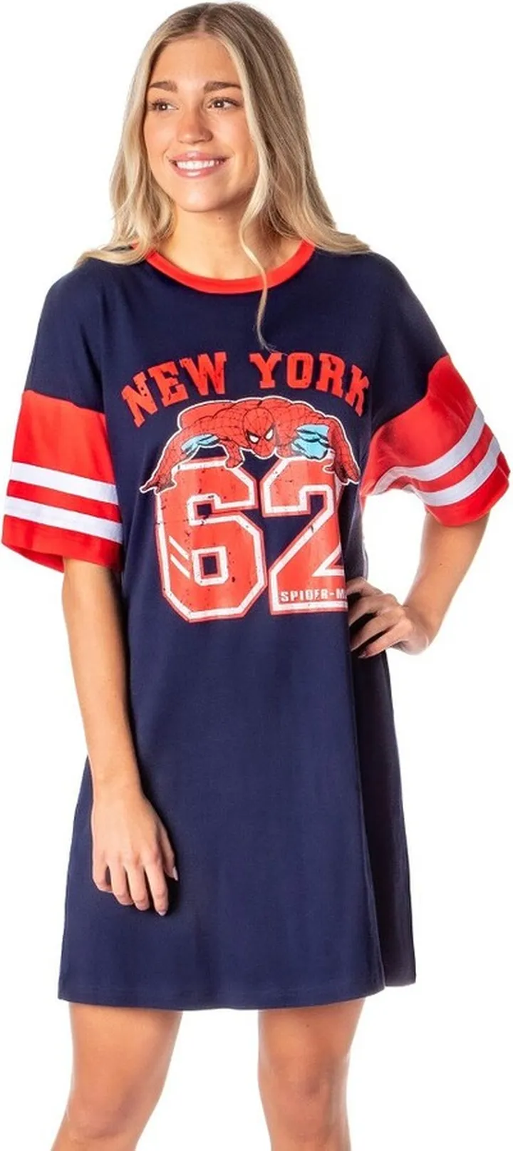 Marvel Comics Womens' Spider-Man 62 New York Nightgown Pajama Shirt Dress (M) Blue