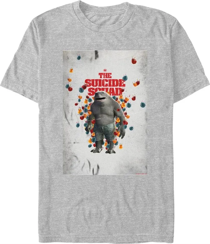 Men's The Suicide Squad King Shark Poster T-Shirt - Athletic Heather - Large