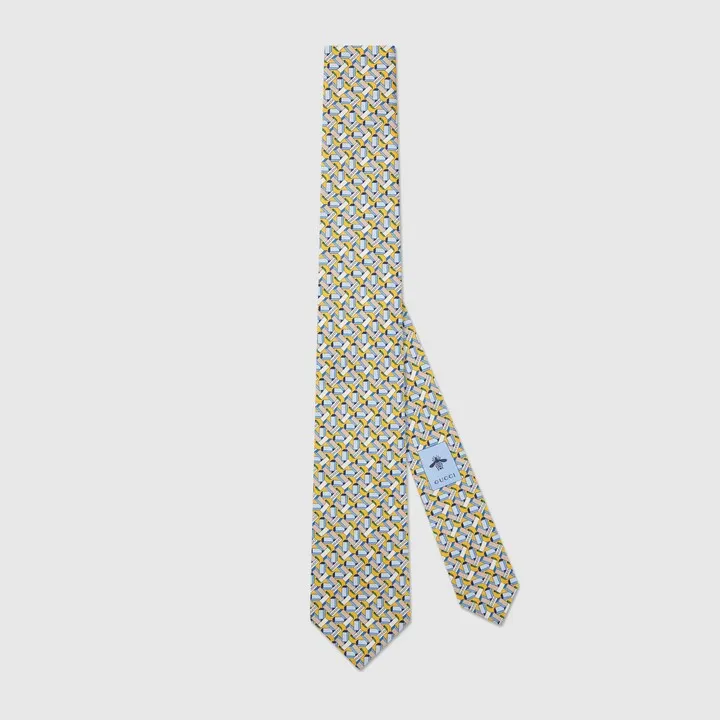 Round Interlocking G printed tie