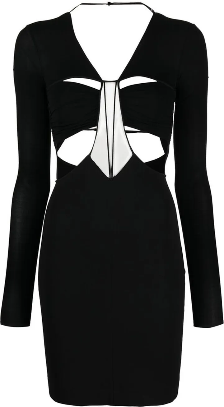 cut-out detail V-neck dress