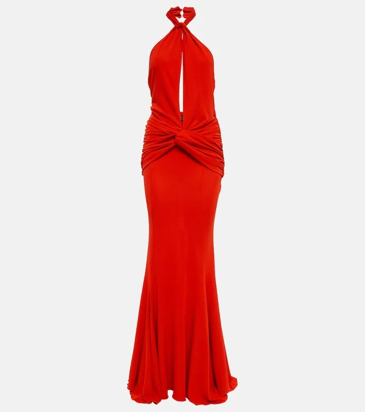 Halter-neck cutout gown