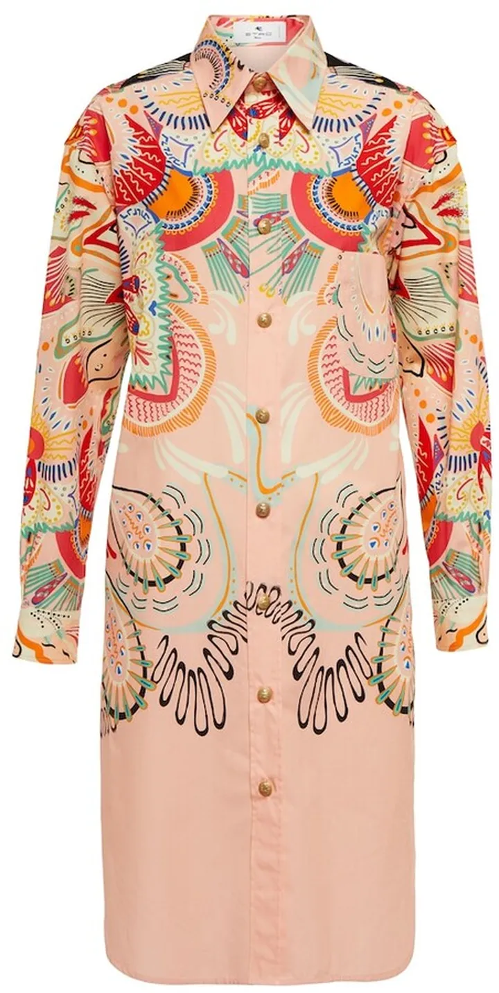 Printed cotton shirt dress