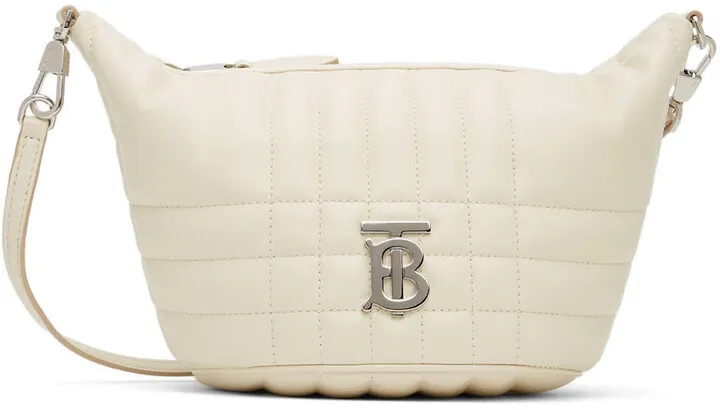 Burberry Off-White Quilted Crescent Lola Bag