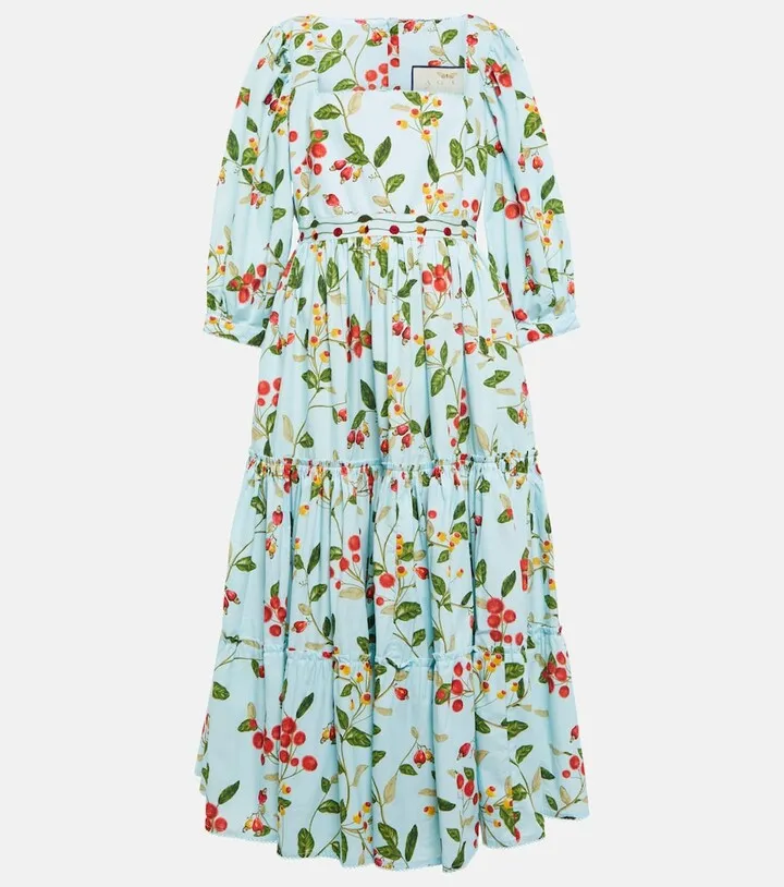 Miel printed cotton midi dress