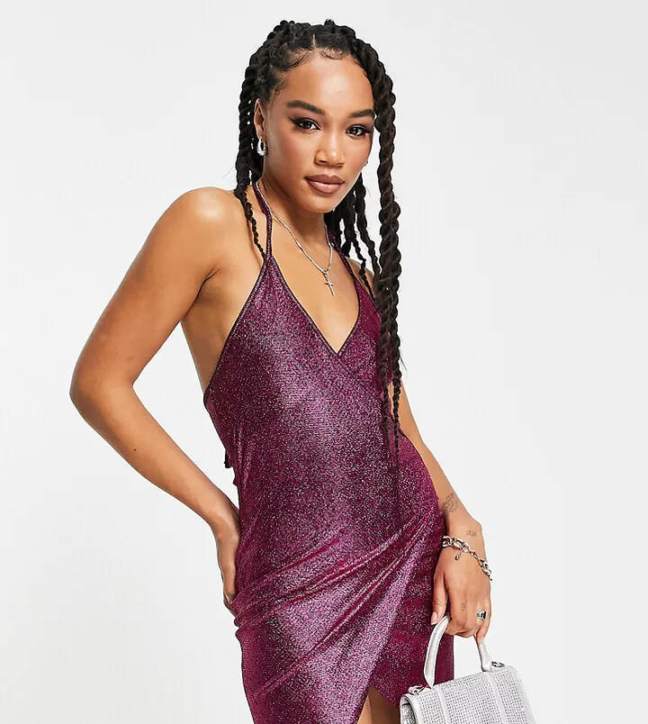 ASYOU disco wrap halter mini dress in pink