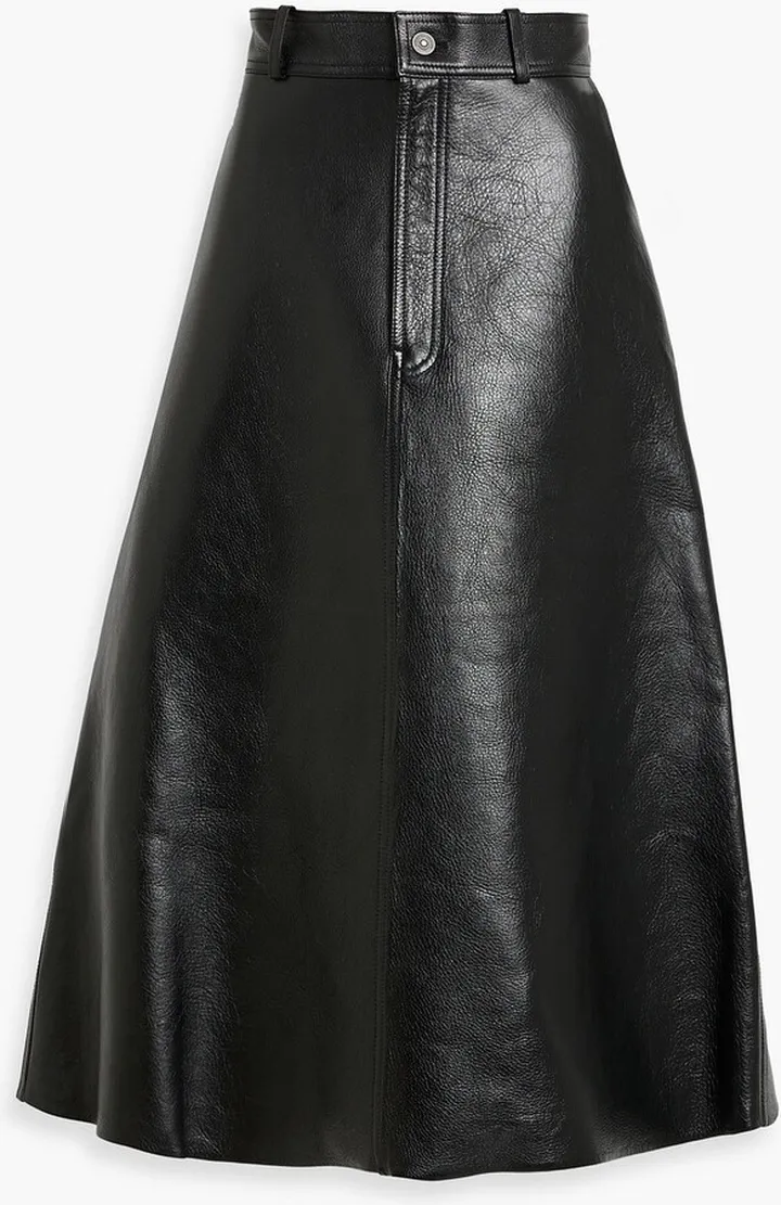 Leather midi skirt