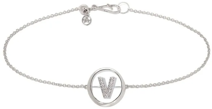 18kt white gold diamond Initial V bracelet
