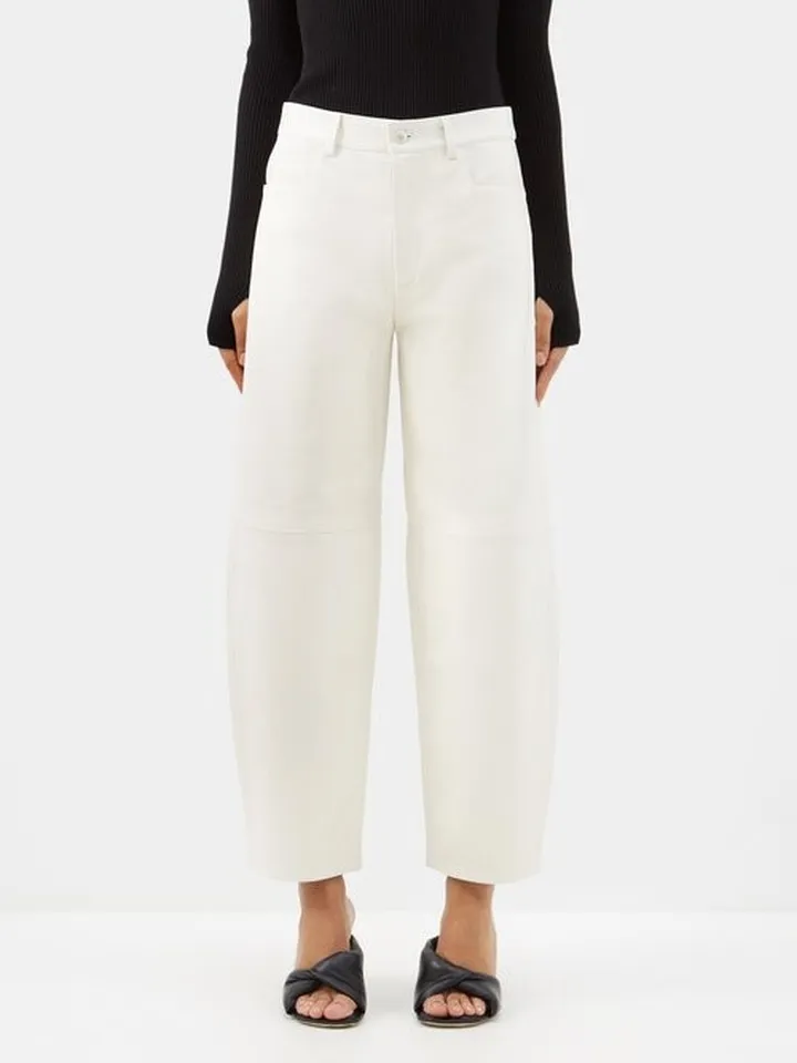 Chamomile Barrel-leg Leather Trousers