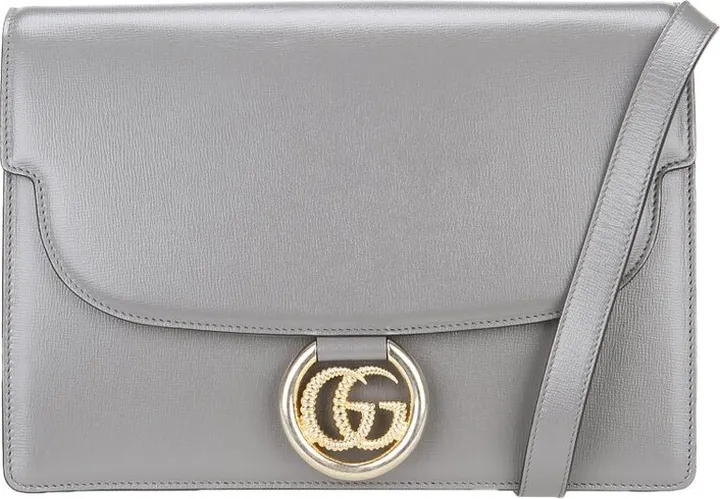 Gucci Logo Plaque Foldover Shoulder Bag
