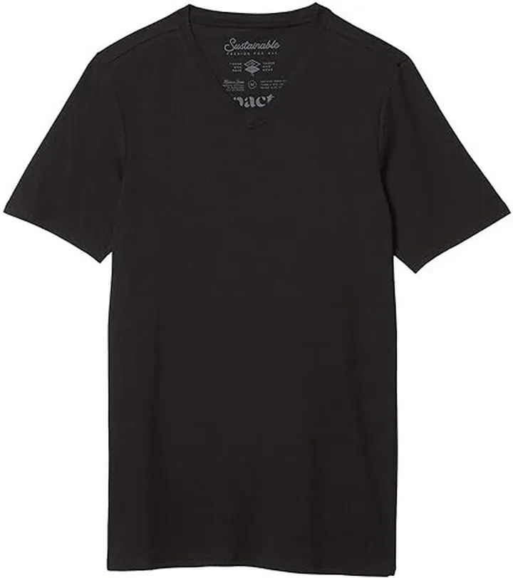 PACT Stretch-Fit V-Neck Undershirt 4-Pack (Black) Men's Clothing