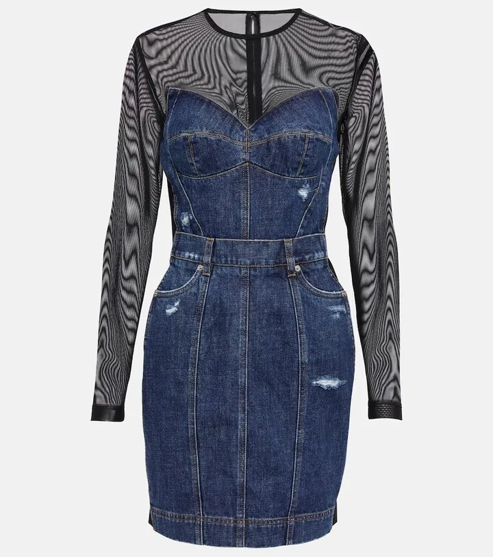 Denim and tulle minidress