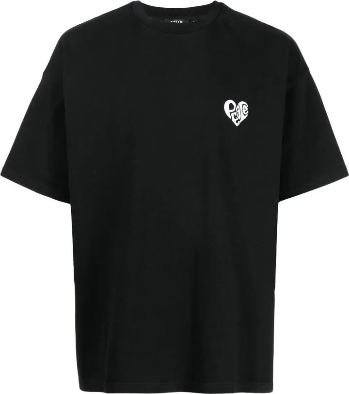 Peace-embroidered crew-neck T-shirt