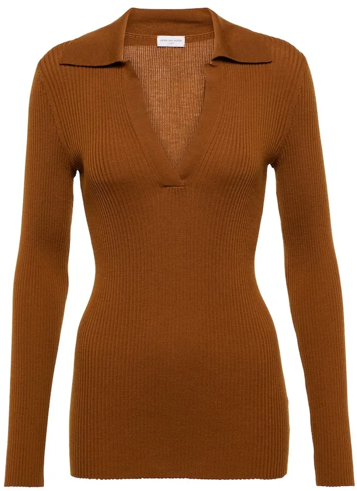 Ribbed-knit polo shirt