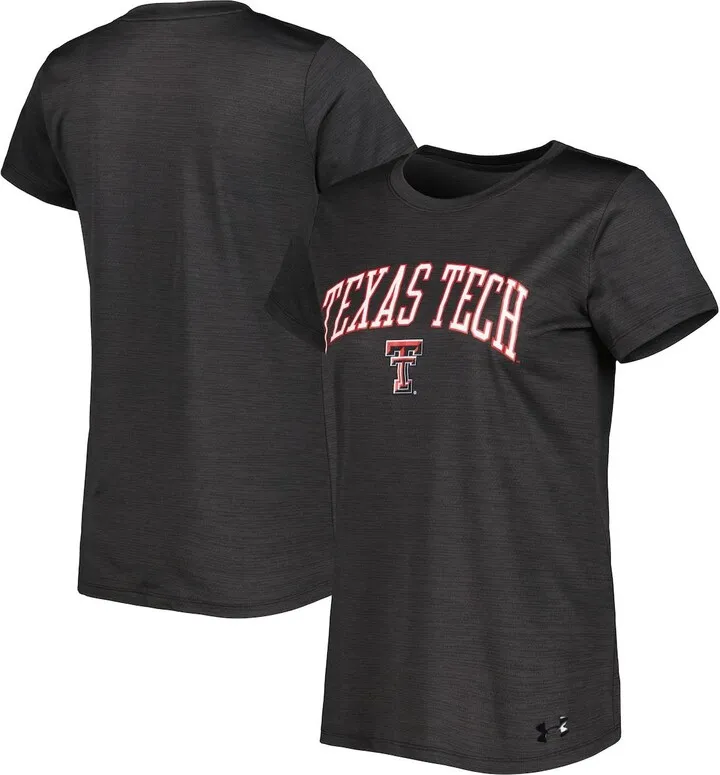 Women's Under Armour Heather Black Texas Tech Red Raiders Vent Tech Arch Logo Performance T-shirt