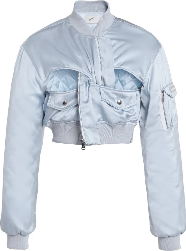 Women's Cropped Satin Bomber Jacket