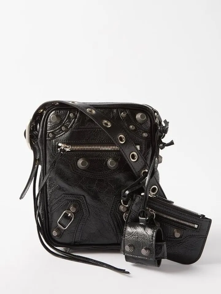 Le Cagole Crinkled-leather Cross-body Bag