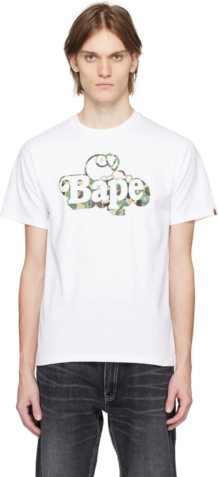BAPE White ABC Camo Milo On Bape T-Shirt