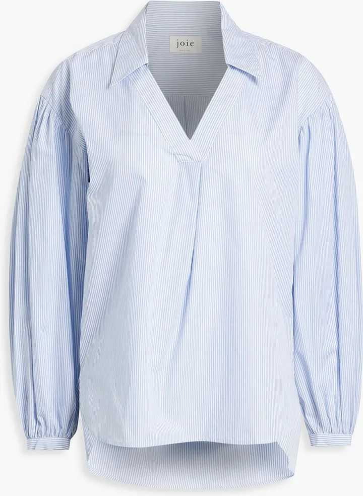 Anstie gathered striped cotton-poplin blouse