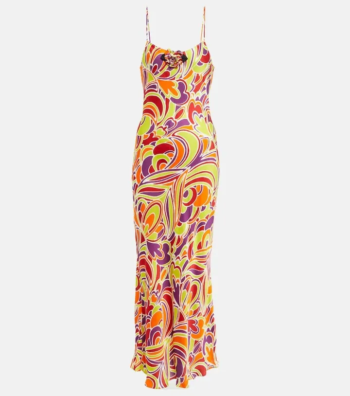 Printed satin slip dress