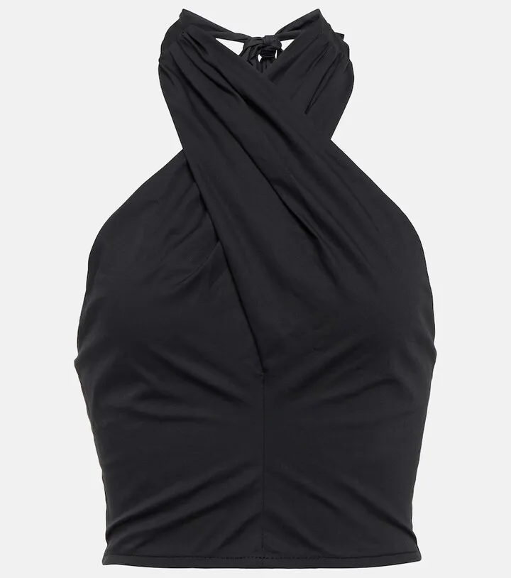 Kai cropped halter-neck cotton top