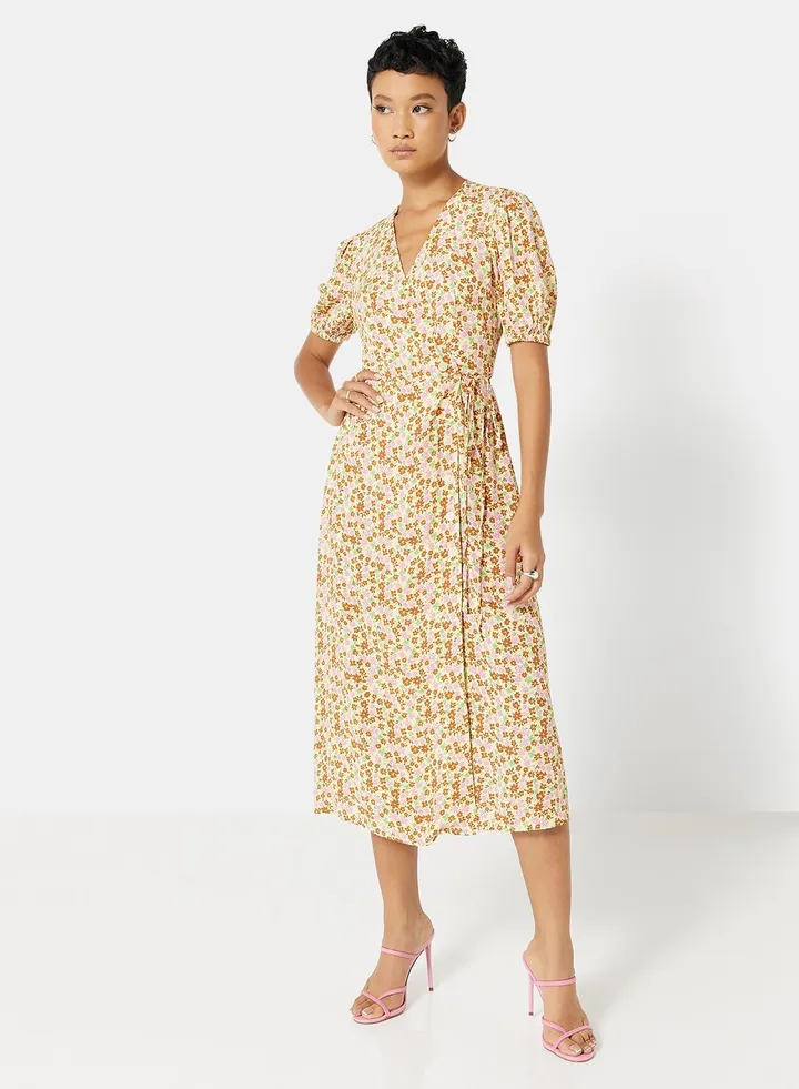 Floral Print Puff Sleeve Dress