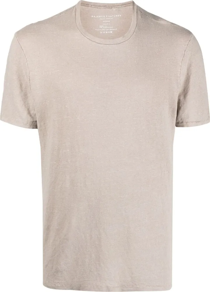 round-neck linen T-shirt