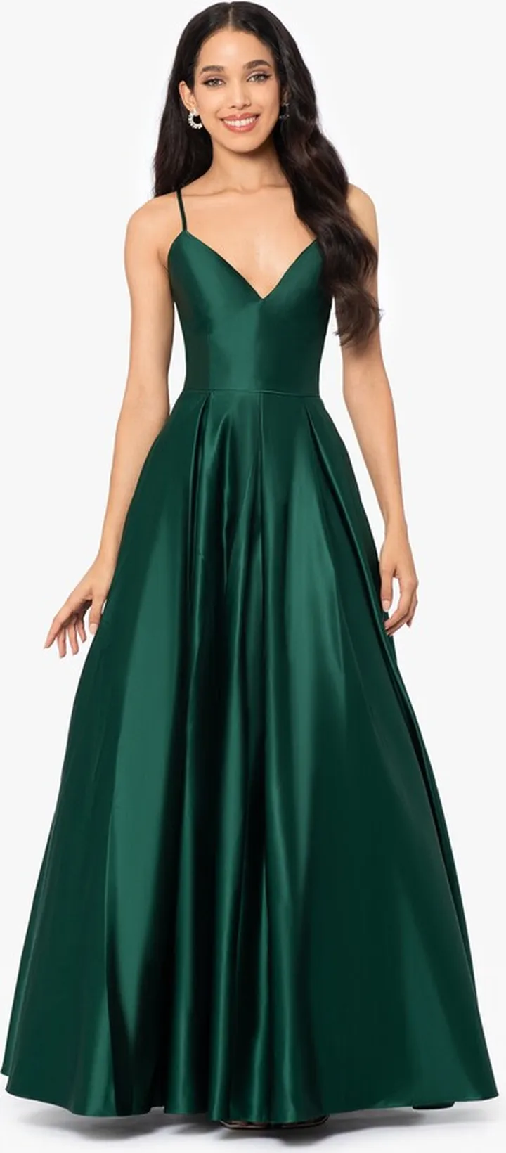 Satin V-neck Ball Gown