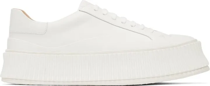 Jil Sander White Leather Platform Low-Top Sneakers