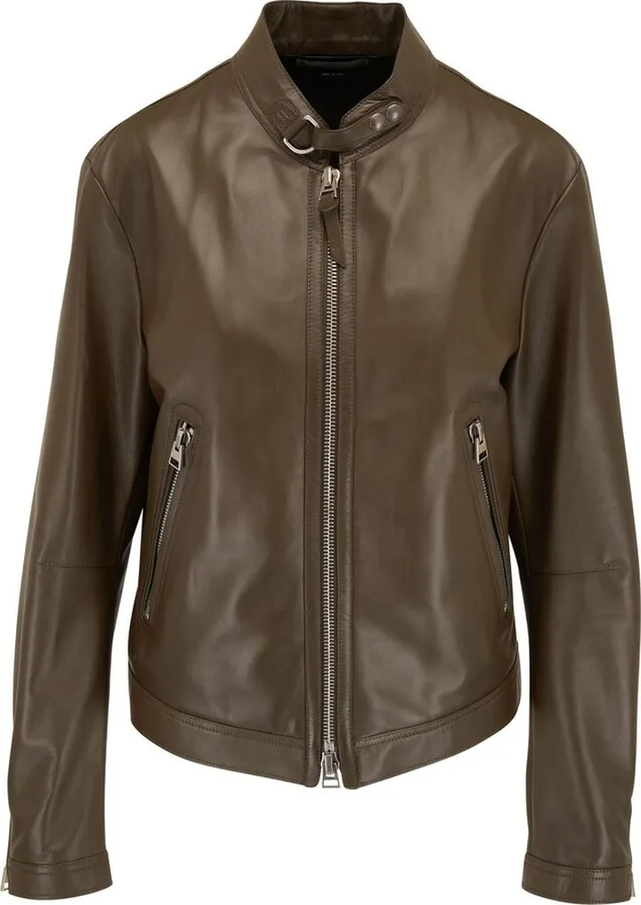 High-Neck Leather Jacket
