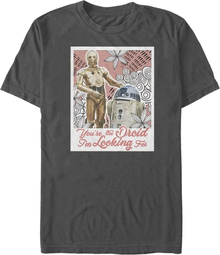 Men's Star Wars R2-D2 and C-3P0 Line Pattern T-Shirt - Charcoal - 3X Large