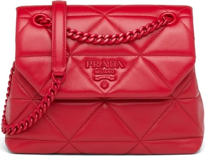 Diamond-Quilt Leather Shoulder Bag