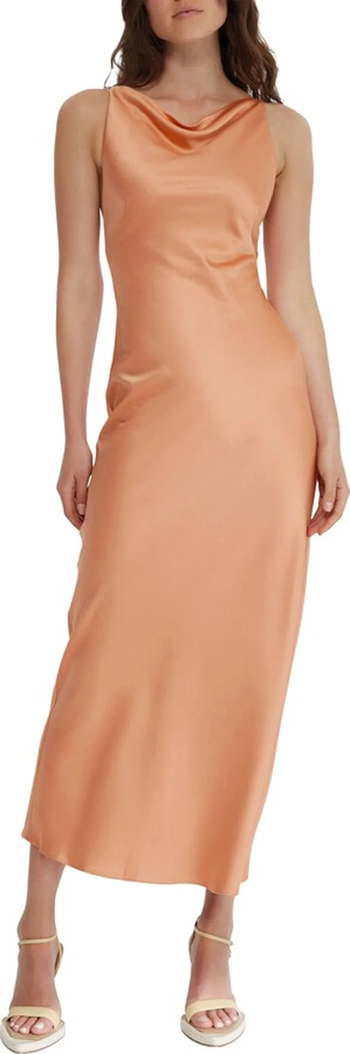 Aila Cowl Neck Strappy Satin Gown