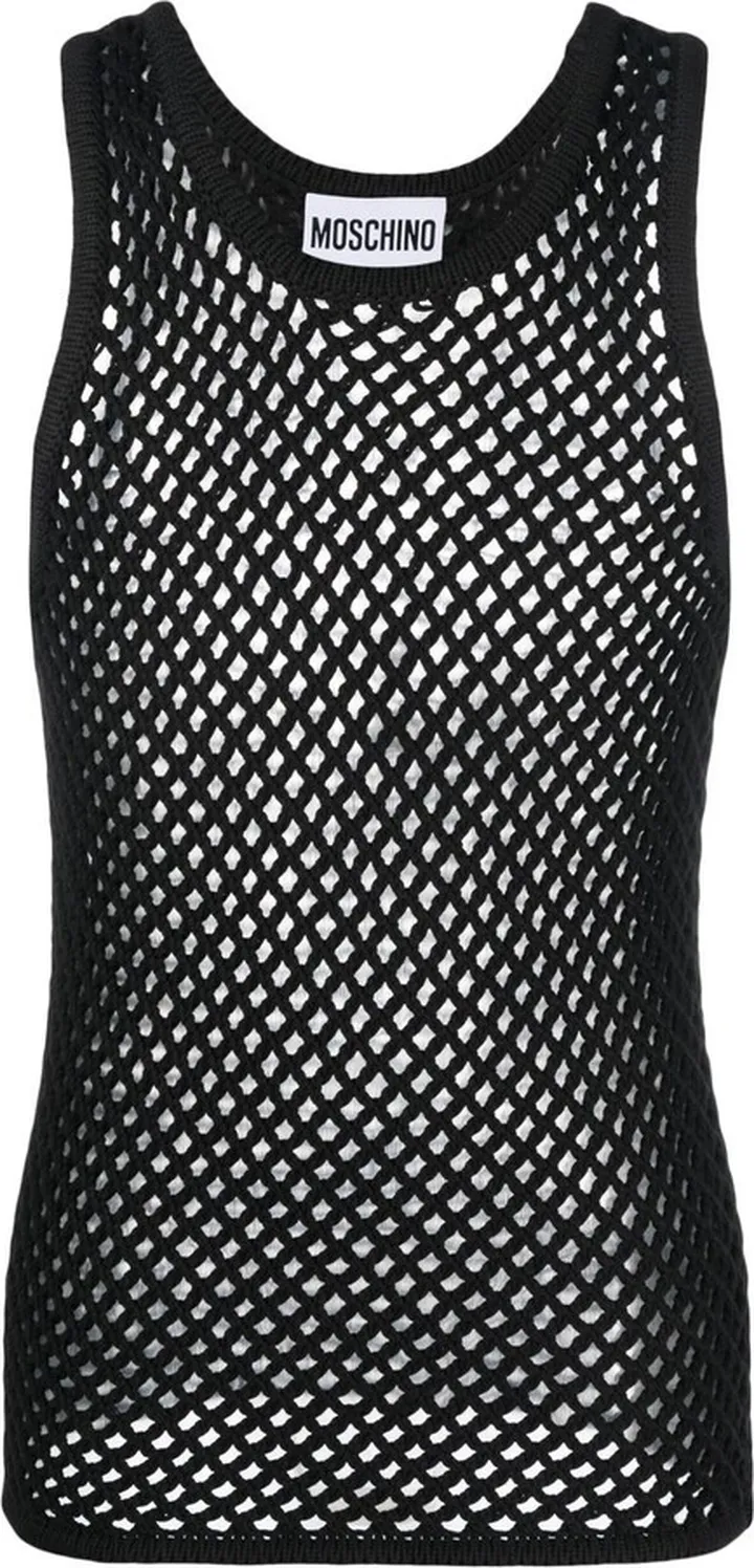 Open-Knit Crew Neck Vest