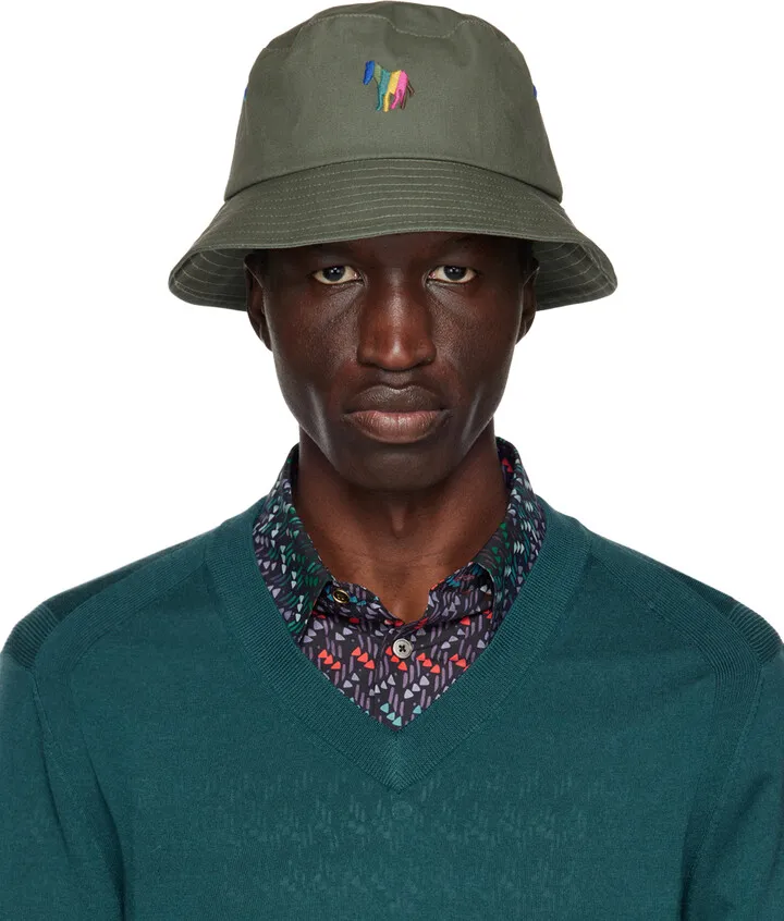 PS by Paul Smith Green Broad Stripe Zebra Bucket Hat