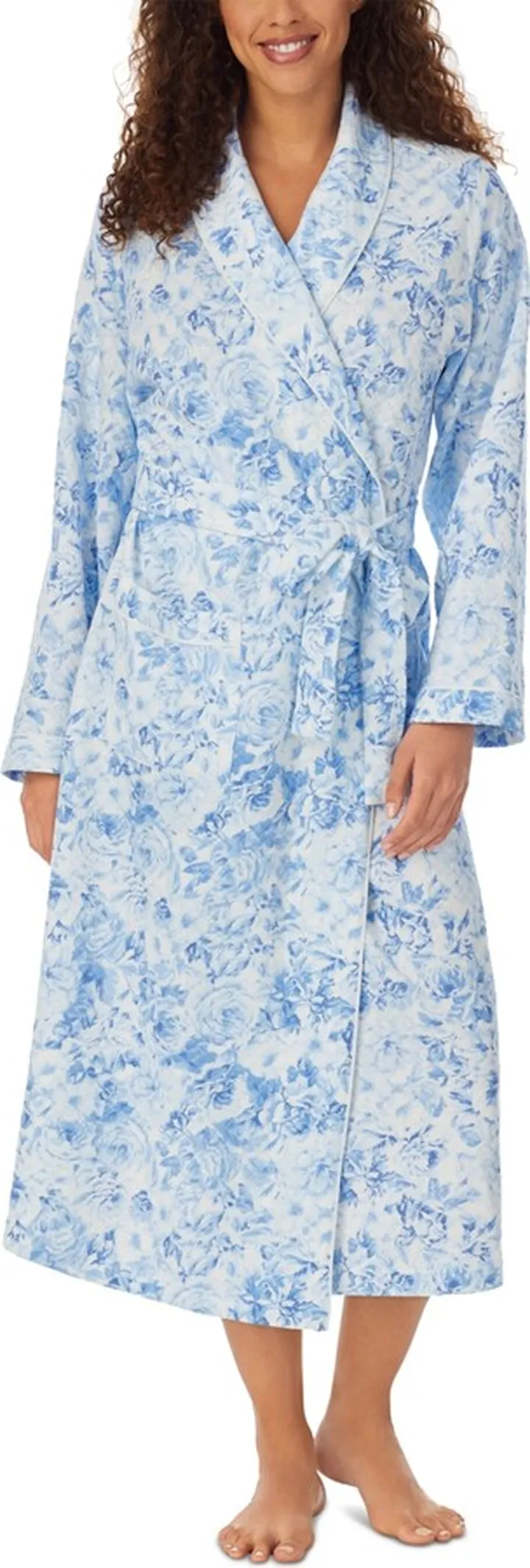 Eileen West Women's Diamond Quilted Floral Wrap Robe