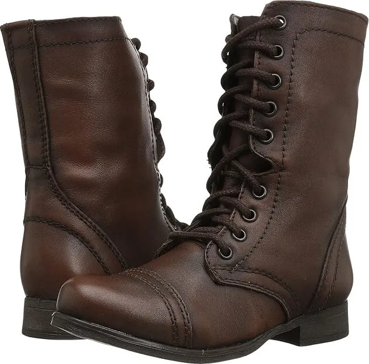 Steve Madden Troopa Combat Boot (Brown Leather) Women's Lace up casual Shoes