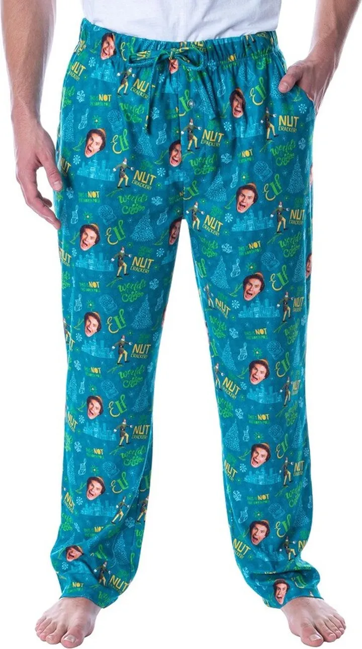 Elf The Movie Men's Son Of A Nut Cracker Allover Loungewear Pajama Pants (SM) Green