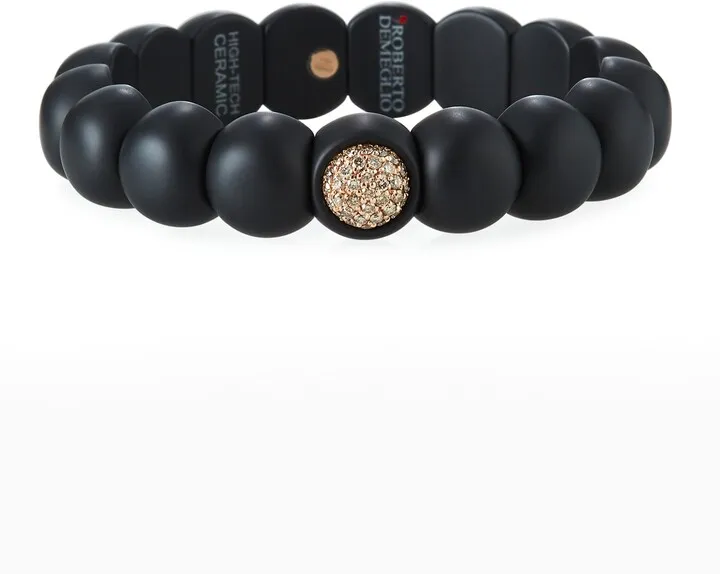 Dama Matte Black Ceramic Beaded Bracelet with Champagne Diamonds