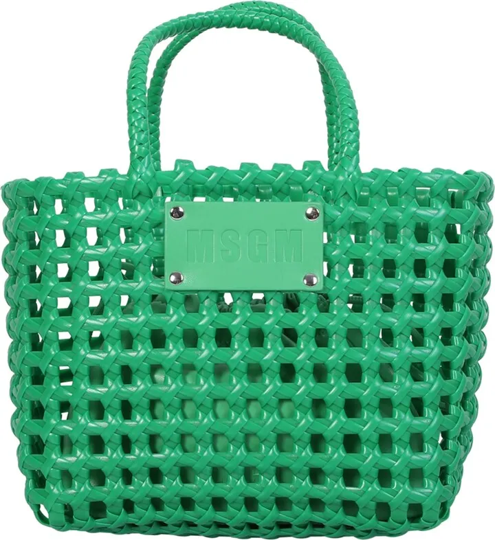 Green Woven Small Tote Bag