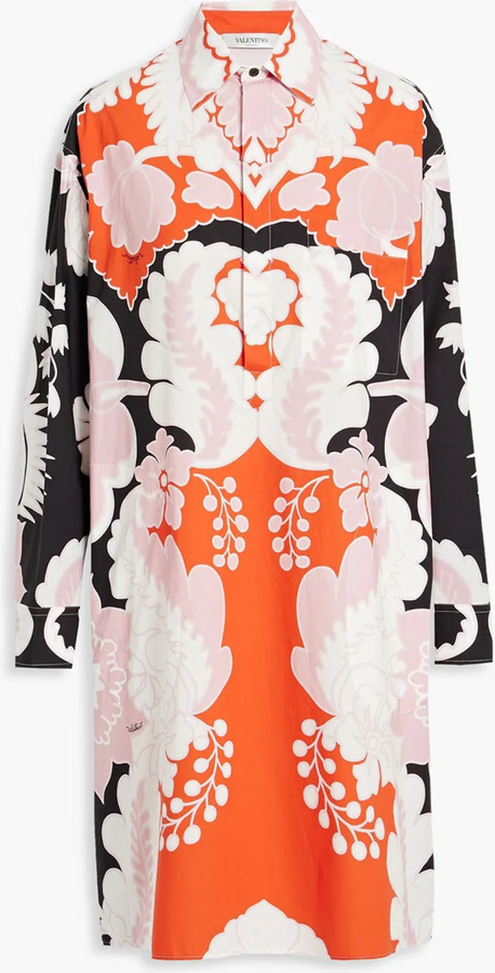 Printed cotton-poplin shirt dress