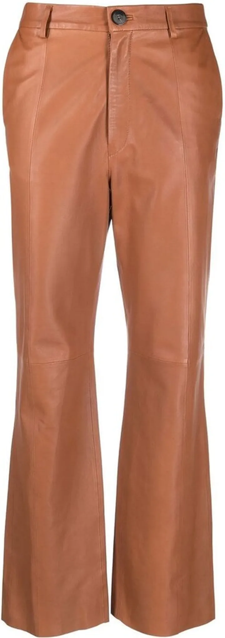 Four-Pocket Leather Straight Trousers