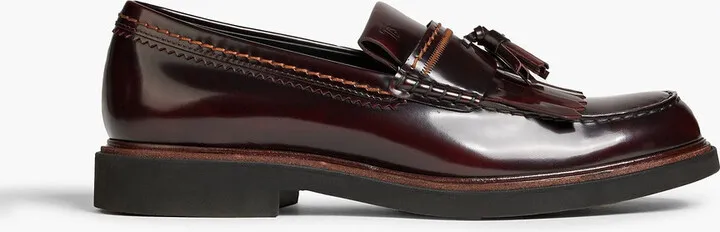 Tasseled glossed-leather loafers