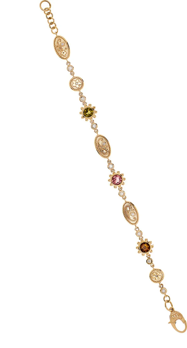 Women's Southwestern Desert Rising 14K Yellow Gold Tourmaline Bracelet