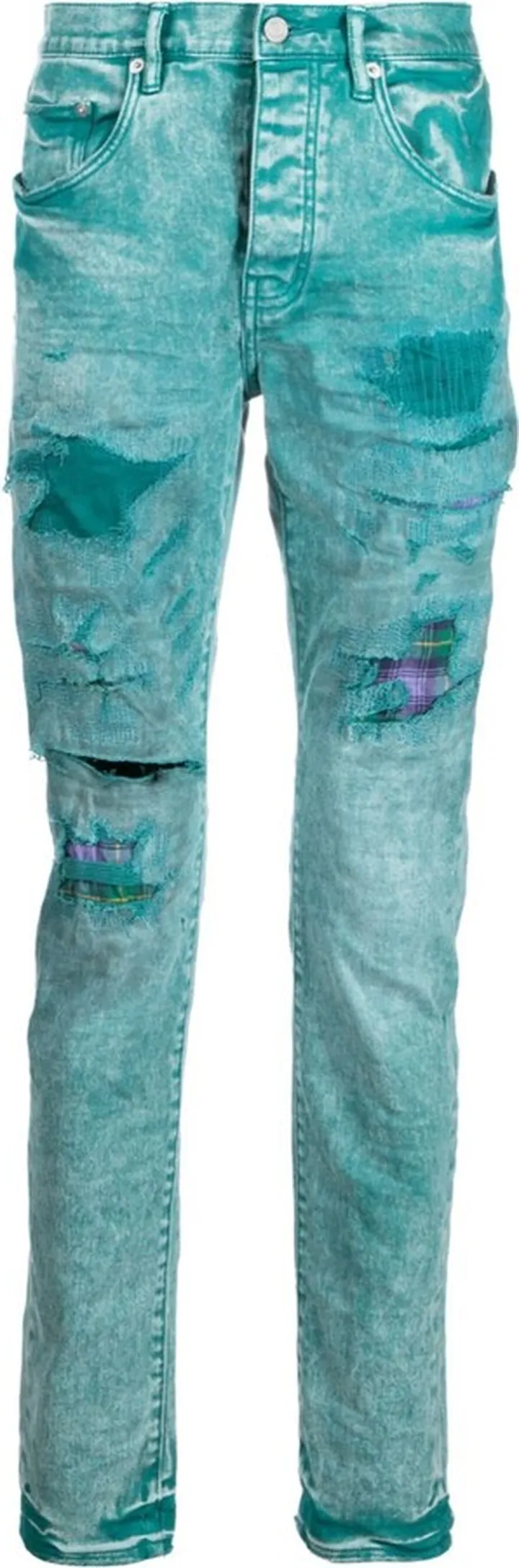 Fanfare Green Heavy Repair Skinny Jeans