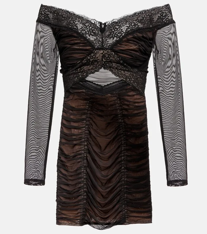 Ruched lace minidress