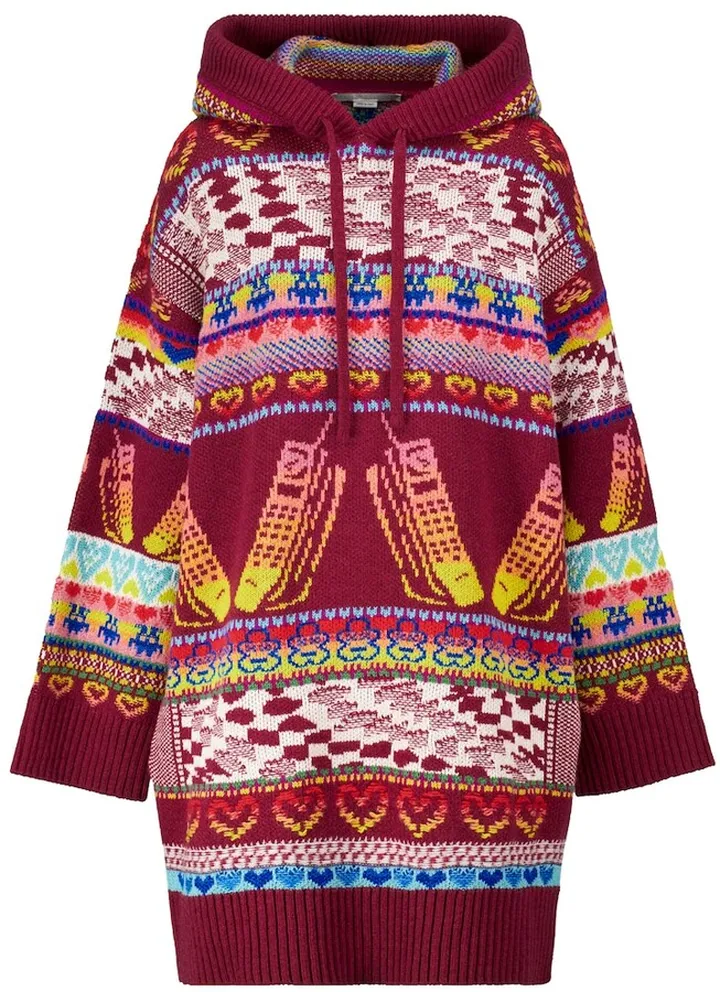 Intarsia wool-blend hoodie dress