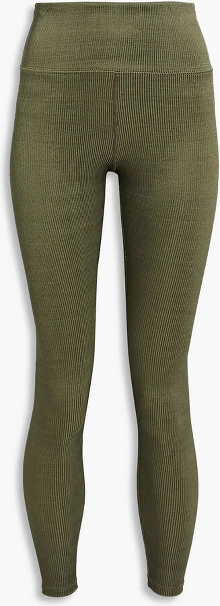 Cropped ribbed-knit leggings