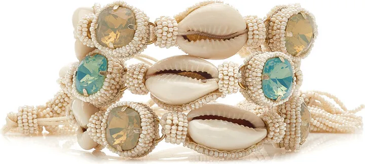Women's Set of 3 Shell and Macrame Bracelets