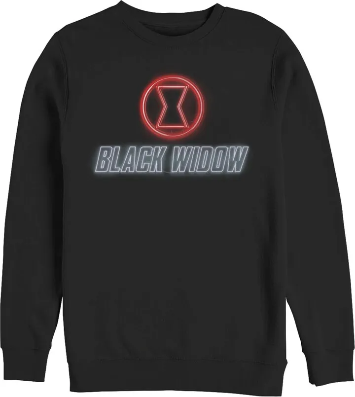 Men's Marvel Black Widow Neon Hourglass Sweatshirt - Black - X Large