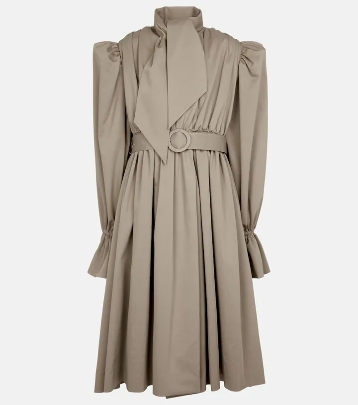 Cotton gabardine trench coat dress